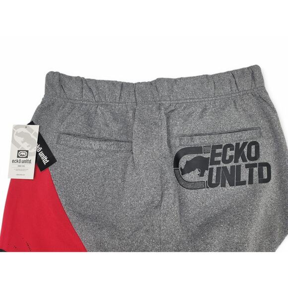 Ecko Unltd. Joggers Mens M True Red Gray Black Colorblock Graphic Sweatpants NEW - Picture 4 of 9